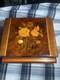 Vintage 1960s Italian Cigarette Box Cantelevered Inlayed Wood Musical & Footed