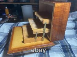 Vintage 1960s Italian Cigarette Box Cantelevered Inlayed Wood Musical & Footed