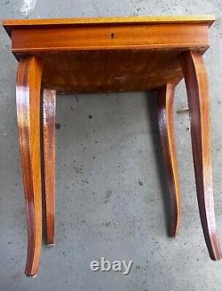 Vintage 1970's Italian Sorrento Music Box Wood Table Plays Music