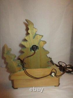 Vintage ANRI Christmas Wood Carved Light-Up Motion Nativity Music Box Works