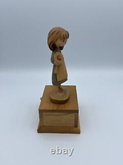 Vintage ANRI Wood Figurine Music Box What Now My Love