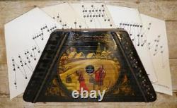 Vintage Akkordzither / Box Zither Hand-Painted Russian Scene & Sheet Music