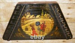 Vintage Akkordzither / Box Zither Hand-Painted Russian Scene & Sheet Music