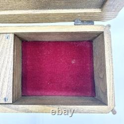 Vintage Anri Reuge Painted Wood Music Box WORKS Wooden The Blue Floral Swiss