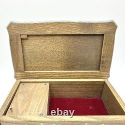 Vintage Anri Reuge Painted Wood Music Box WORKS Wooden The Blue Floral Swiss