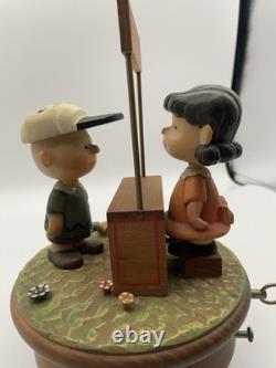 Vintage Anri Thorens Charlie Brown & Lucy 1968 Wooden Music Box Works