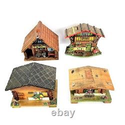 Vintage Bank /Music Box WOOD House COTTAGE LOT Japan Italy Bank House Miniature