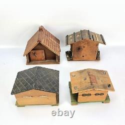 Vintage Bank /Music Box WOOD House COTTAGE LOT Japan Italy Bank House Miniature