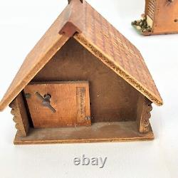 Vintage Bank /Music Box WOOD House COTTAGE LOT Japan Italy Bank House Miniature