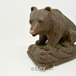 Vintage Black Forest Bear Music Box Bern Austria WOOD Carved Heller