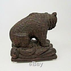 Vintage Black Forest Bear Music Box Bern Austria WOOD Carved Heller