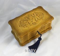 Vintage Black Forest Carved Music Box from Switzerland