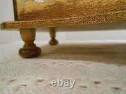 Vintage Bow Front Florentine Italy Italian Gilt Wood Jewelry Box Chest Music Box