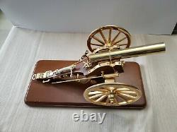 Vintage Brass Cannon on wood Stand Music Box plays Battle hymn of the Republic