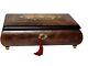 Vintage Burl Wood & Velvet Jewelry Music Box Made In Italy