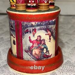 Vintage Cathedral Winter Russian Wind-Up Wood Music Box