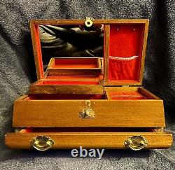 Vintage Chinese Handcrafted Wood Jewelry Storage Music Chest Box C-1960s 12D