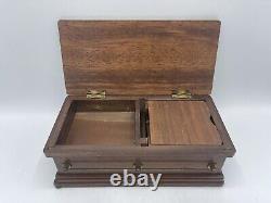 Vintage Coffin Mechanical Musical Cigarette Wood Box Plays Death March