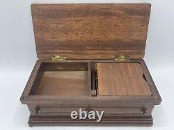 Vintage Coffin Mechanical Musical Cigarette Wood Box Plays Death March