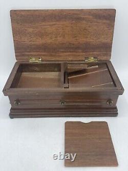 Vintage Coffin Mechanical Musical Cigarette Wood Box Plays Death March