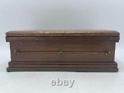 Vintage Coffin Mechanical Musical Cigarette Wood Box Plays Death March