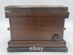 Vintage Coffin Mechanical Musical Cigarette Wood Box Plays Death March