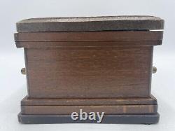 Vintage Coffin Mechanical Musical Cigarette Wood Box Plays Death March