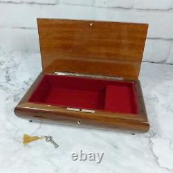 Vintage Deichert Wood-Look Für Elise Music Box with Lock & Key 10.75 (GREAT)