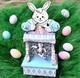 Vintage Enesco Vintage'86 Wood Music Box Bunny Rabbit Puppet On A String Moves
