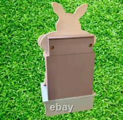 Vintage Enesco Vintage'86 Wood Music Box Bunny Rabbit PUPPET ON A STRING Moves
