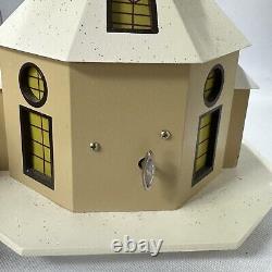 Vintage Erzgebirge Lighted House Seiffen Church Music Box Silent Night Wood