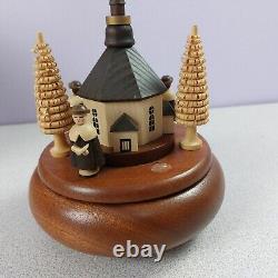 Vintage Erzgebirge Romance Spinning Wooden Music Box Germany Village WORKS READ