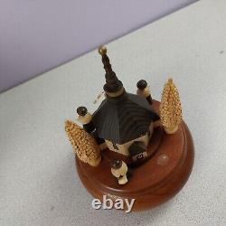 Vintage Erzgebirge Romance Spinning Wooden Music Box Germany Village WORKS READ