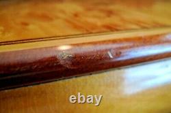 Vintage Fine Wood Inlayed Music Box Red Velvet Line Footed Plays St Lucia Italy