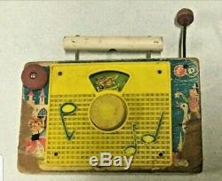 Vintage Fisher Price Wood TV RADIO MUSIC BOX The Farmer in the Dell 1960's Rare