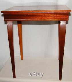 Vintage Floral Jewelry Music Box Italian Marquetry Inlaid Wood Accent Table