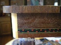 Vintage Floral Jewelry Music Box Italian Marquetry Inlaid Wood Accent Table big