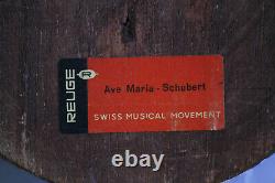 Vintage Florentine Hanging Swiss Reuge Wood Gilded Music Box Ave Maria Schubert