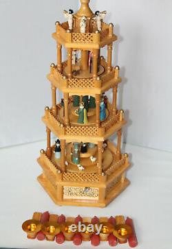 Vintage Four Tier Musical Nativity Pyramid Carousel Windmill 23.2