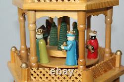 Vintage Four Tier Musical Nativity Pyramid Carousel Windmill 23.2