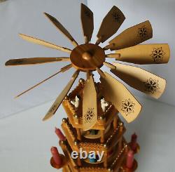 Vintage Four Tier Musical Nativity Pyramid Carousel Windmill 23.2