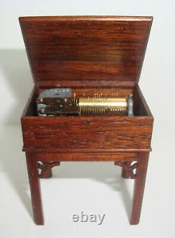 Vintage Gerald Crawford Dollhouse Miniature Walnut Working Music Box 112 Scale