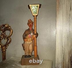 Vintage German Drunk Hobo Whistler Black Forest Automaton Wood Statue