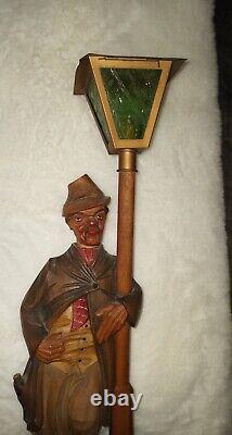 Vintage German Drunk Hobo Whistler Black Forest Automaton Wood Statue