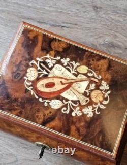Vintage Gueissaz-Jaccard Swiss Inlaid Wood Music Box, Swiss Musical Movement