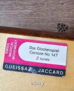 Vintage Gueissaz-Jaccard Swiss Inlaid Wood Music Box, Swiss Musical Movement