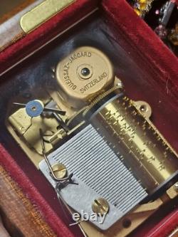 Vintage Gueissaz-Jaccard Swiss Inlaid Wood Music Box, Swiss Musical Movement