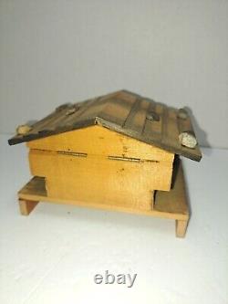 Vintage Handpainted Wood Reuge Swiss Chalet Music Box