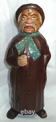 Vintage Homeless Old Man Carved Wood Mayr Fessler Wien Music Bottle Box Folk Art