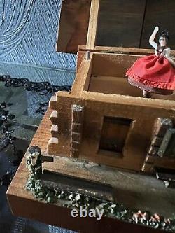 Vintage Htf Reuge Swiss Wood Chalet Dancing Ballerina Music Box